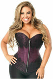 Top Drawer Plum Brocade Steel Boned Corset w/Black Eyelash Lace - Daisy Corsets