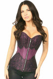 Top Drawer Plum Brocade Steel Boned Corset w/Black Eyelash Lace - Daisy Corsets