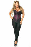 Top Drawer Plum Brocade Steel Boned Corset w/Black Eyelash Lace - Daisy Corsets