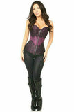 Top Drawer Plum Brocade Steel Boned Corset w/Black Eyelash Lace - Daisy Corsets