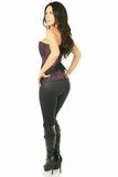 Top Drawer Plum Brocade Steel Boned Corset w/Black Eyelash Lace - Daisy Corsets