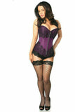 Top Drawer Plum Brocade Steel Boned Corset w/Black Eyelash Lace - Daisy Corsets