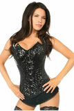 Top Drawer Black Sequin Pointed Top Steel Boned Corset - Daisy Corsets