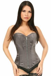 Top Drawer Gunmetal Satin Steel Boned Corset - Daisy Corsets