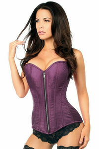 Top Drawer Plum Brocade Steel Boned Corset - Daisy Corsets