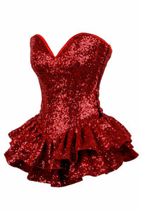 Top Drawer Red Sequin Steel Boned Mini Corset Dress